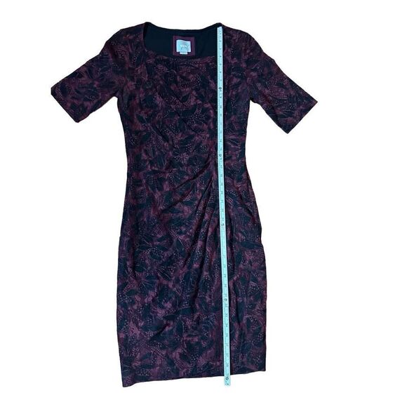 Anthropologie Maeve Elorn Lace Dress Black Burgundy Fitted Ruched Sz 6 - Picture 8 of 11